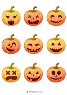 pumpkins with different faces on them