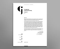 a letterhead with black and white lines on it, in the middle of a gray background