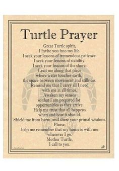 Prayer Poster, Animal Spirit Guides, Pagan Witch, A Turtle, Animal Totems, Spirit Guides, Spell Book, Book Of Shadows, A4 Size