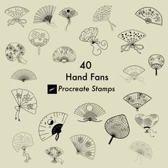 40 hand fans that can be used as decorative stamps