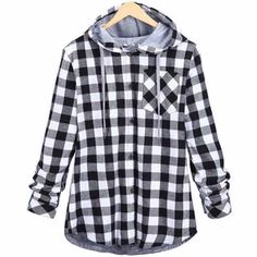 Plaid Hoodie, Windbreaker Jacket Women, Printed Hoodies, Hooded Flannel, High Street Fashion, Winter Sweatshirt