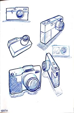 four different types of cameras are shown in this drawing