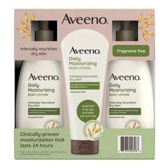 Item description from the seller This item is shipping direct from the vendor  . Usually takes 1-5 Business days to ship the item Aveeno® Daily Moisturizing Lotion (18 fl oz, 2 pack with 2.5 oz tube) is a solution for people with dry, flaky or irritated skin. Aveeno lotion is specially formulated to rehydrate skin to make it better, smoother, softer and healthier than previous lotions. Aveeno Active Naturals works by locking in moisture to improve skin wellness in just one day. This particular pack comes with two large pump bottles to keep at home and another smaller bottle that's perfect to take on the go. How Do You Fix Dry Skin? Lotion and moisturizer is often the best step to improve dry skin. You can use Aveeno Daily Moisturizer when your skin is feeling dry or at the beginning of the Aveeno Lotion, Aveeno Daily Moisturizing Lotion, Dry Skin Body Lotion, Daily Moisturizing Lotion, Lotion For Dry Skin, Moisturizing Body Lotion, Moisturizing Lotion, Dermatologist Recommended, Moisturizer For Dry Skin