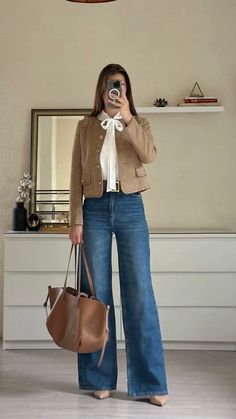 Professional Denim Outfit, Basic Retro Outfits, 61 Degree Weather Outfit, Catholic Church Outfit For Women, Winter Outfits For The Office, Classy Outfits For Women Winter, Modest Jean Outfits, Work Aesthetic Outfit, Decent Outfits For Women