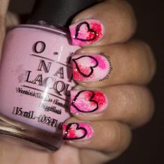 Pink with Hearts Nail Art #nails #art #nailart #design Hearts Nail Art, Funky Nail Art, Nail Art Pictures, Valentine Nail Art, Valentine Nails, Heart Nail Art, Nails For Kids, Toe Nail Designs, Nail Polish Designs