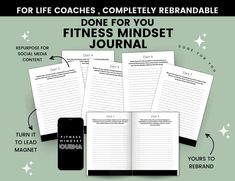 four notebooks with the words,'for life coaches, completely reandable '