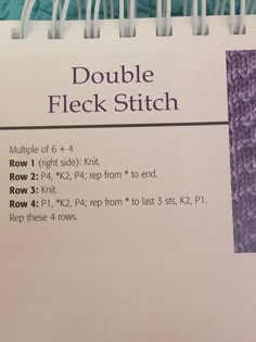 an instruction book for knitting with instructions on how to do the double flock stitchs