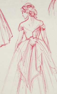 a drawing of a woman in a dress