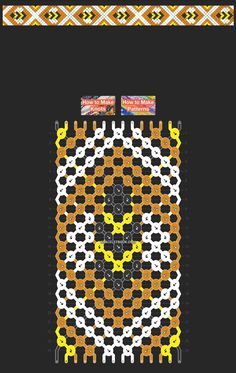 the cross stitch pattern is designed to look like an abstract design with yellow, white and black