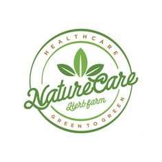 the logo for a health care company, with green leaves on it's side