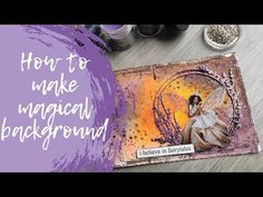 a card with an angel on it and the words how to make magnetic background in purple