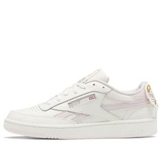 (WMNS) Kakao x Reebok Club C Sneakers White/Pink GV8584 (SNKR/Cozy/Skate/Women's/Wear-resistant) Pink Reebok, Reebok Club C, Club C, Skate Shoes, Sneakers White, Me Too Shoes, Women Wear, Sneakers, Leather