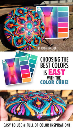 a person holding a colorful object with the words choosing the best colors is easy with the color cube