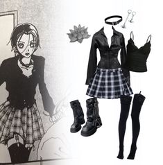 🪷🎸 Japanese Club Outfit, Nana Osaki Outfits Manga, Nana Osaki Aesthetic Outfits, Nana Outfit Ideas, Nana And Hachi Outfits, Nana Fashion Anime, Nana Osaki Outfit Inspired Fashion, Osaki Nana Outfit, Nana Style Fashion