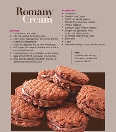 the recipe for chocolate sandwich cookies is shown