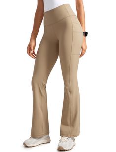 PRICES MAY VARY. Extremely soft and four-way ultra stretchy fabric for a comfortable and smooth feel Scrub leggings, high rise, 31" inseam, slim fit 4 side drop-in pockets, 3 drop-in pockets on the waistband Tighter yoga waistband with continuous drawcord, wide legs offers a slim legform Ideal for medical wear, lounge, daily wear, and low impact sports POPVIOLET high waisted flare scrub pants for women combine the comfort of fabric, medical applicability and fashion, keeping a professional and f Beige Full Length Yoga Pants, Feminine Seamless Beige Bottoms, Feminine Beige Seamless Bottoms, Fitted Beige Yoga Bottoms, Compressive Beige Yoga Bottoms, Safety Clothing, High Waisted Flares, Scrub Pants, Work Pants