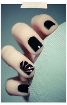 70 Beautiful Black Nail Art Designs - Gravetics Vanity Corner, Pink Gellac, Black Nail Art, Nail Idea, Black Nail, Fabulous Nails, Accent Nails, Nail Art Inspiration, Creative Nails