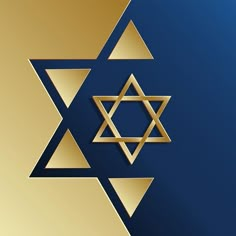 the star of david is shown in gold and blue