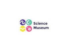 the science museum logo is shown in purple, yellow and green colors on a white background