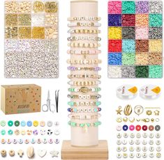 the beading kit is organized and ready to be put on display with other beads