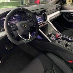 the interior of a sports car is shown