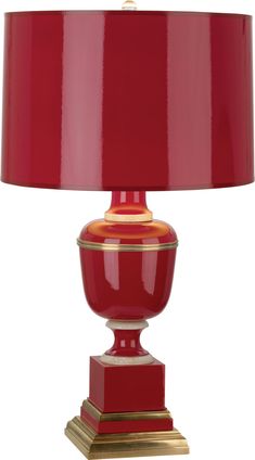 Robert Abbey - 2505 - One Light Accent Lamp - Annika - Red Lacquered Paint/Natural Brass w/ Ivory Crackle Mary Mcdonald, Red Table Lamp, Lacquer Paint, Side Table Lamps, Red Lacquer, Soft Feminine, Brass Table, Beautiful Chandelier, Table Lamp Design