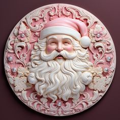 Santa Sign Pink Dco-00629 For Wreath 10 Round Metal Wreaths With Signs, Small Easel, Round Signs, Easter Sign, Grapevine Wreaths, Pink Santa, Wreath Maker, Festive Wreath, Wreath Easter