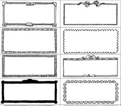 hand drawn frames and borders for text or pictures, with black ink on white paper