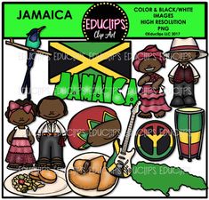 jamaica clip art with the words jamaica and some other things in front of it to be used