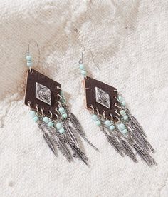 Sterling & Stitch Statement Western Drop Earring - Brown/Silver/Turquoise , Women's Silverturquoise Bead and chain fringe and leather earring Drop measures 4 1/2. Due to the nature of leather/suede, small variances of color in the skin may occur, this is in no way considered a defect. These are inherent characteristics of leather/suede and will enhance the individual look of your garment. Apparel & Accessories Suede Earrings, Rodeo Jewelry, Stitch Jewelry, Chain Fringe, Leather Earring, Western Earrings, Dalmatian Jasper, Jasper Earrings, Handmade Jewelry Tutorials