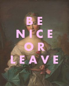 a woman in a dress with the words be nice or leave on her chest and back