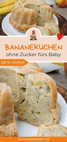 banana kuchen one zuker fur baby on a white plate