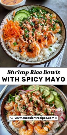 shrimp rice bowls with spicy mayo