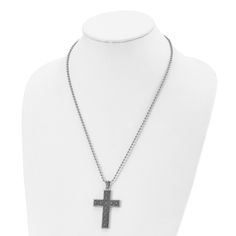 Celebrate and honor all special occasions with jewelry of religious significance! Our collection of spiritually inspired designs that show faith, hope and devotion are perfect for commemorating life's milestones. This unisex stainless steel necklace features a large antiqued ornate cross pendant that is approximately 34mm (1 5/16 inch) in width by 59mm (2 3/8 inch) in length, which includes the bail. It hangs on a 2.4mm width by 22-inch long bead chain that closes with a fancy lobster clasp. Sui Fancy Cross, Ornate Cross, Bow Jewelry, Steel Necklace, Jewelry Companies, Faith Hope, Black Bow, Stainless Steel Necklace, Beaded Chain