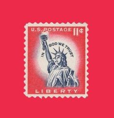 a stamp with the statue of liberty on it