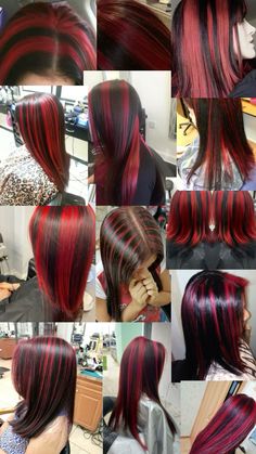 Red Hair Front Strands, Unique Hair Dye Ideas, Unique Hair Dye, Hair Front, Cherry Red Hair, Hair Dye Ideas, Wine Hair