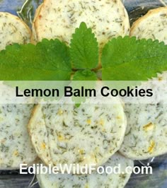 lemon balm cookies with green leaves on top