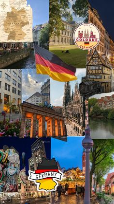 the collage has many different pictures and words on it to describe what is in germany