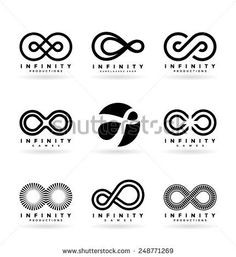 black and white logos with an infinite symbol