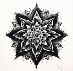 a black and white drawing of a flower