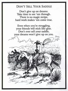 a drawing of a cowboy riding on the back of a horse next to a poem