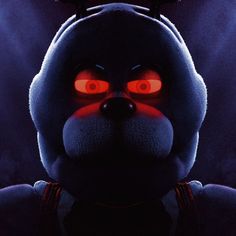 an animated character with red eyes and dark background