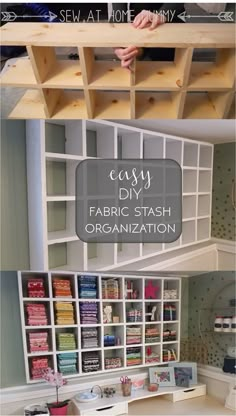 an image of a facebook post with the words easy diy fabric stash organization