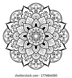 a black and white circular floral design on a white background with space for your text