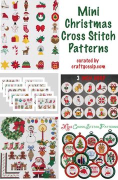 christmas cross stitch patterns with the words,'mini christmas cross stitch patterns'on them