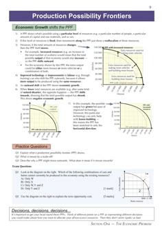 an image of a paper with text on it that says production possibilities frontiers,