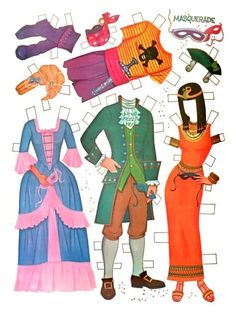 paper dolls are dressed in colorful clothing and hats