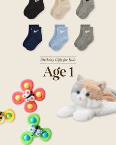 Birthday Gift Guide for Kids - Age 1 Nike Crew Socks, Cheap Cat Design Charm Necklace As Gift, Spinner Toy, Calico Cat, Birthday Gifts For Kids, Gift Guide, Gifts For Kids, Birthday Gifts, Nursery