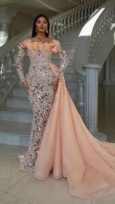 Glam Wedding Dress, Dinner Gowns, Nigerian Lace Styles Dress, Prom Dresses Elegant, Classy Wedding Dress, Lace Gown Styles, Dinner Dress Classy, Lace Dress Styles, Train Party