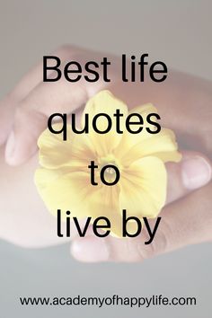 two hands holding a yellow flower with the words best life quotes to live by